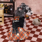 CuteBone Halloween Dog Dresses Velvet Holiday Small Dogs Clothes Onesie Pet Apparel Girl Puppy Skirt with Bow Hair Rope CVA45M-D