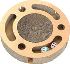 YUNIQUE Scratching Pad Ball Track Cat Toy for Indoor Cats,Round Busy Box Scratcher with Bell Ball