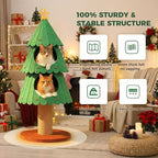 42.9 Inch Cat Tree for Indoor Cats, Cute Cat Tower with 2 Cozy Houses, Holiday Kitty Climbing Furniture for Kittens to Play and Sleep