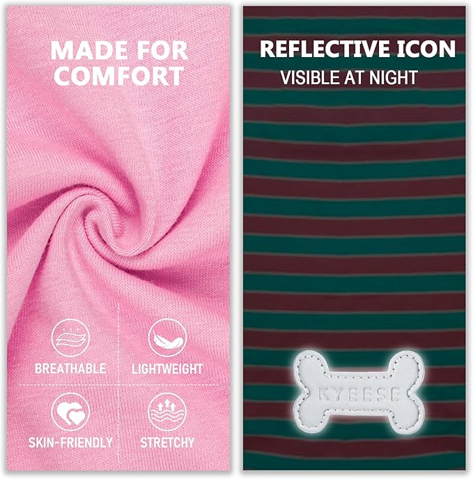 KYEESE 2Pack Dog Shirt, Soft Striped Dogs T Shirts, Lightweight Doggie Tank Top Cat Clothes, Sleeveless Dog Shirt for Small Dogs, Stretchy Pet Vest, Pink, Medium