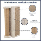 Trixie Wall Mounted Corner Scratching Board with Extra Post – Vertical Sisal Rope Pad for Indoor Cats – Easy-Install Corner Scratch Pad – Beige, 5.9 x 5.9 x 19.7 in