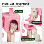 43-Inch Cat Tree,Cute Cloud Cat Tree for Kittens & Small Cats Under 6 Months 9lbs, Cat Tower with Scratching Post, Double Condos, Plush Hammock & Dangling Toys, Pink
