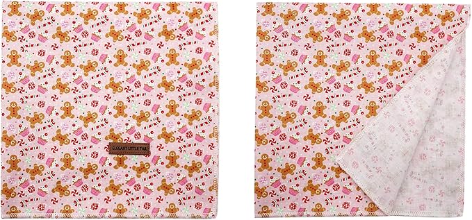 Elegant little tail Christmas Dog Bandana, Holiday Girl Boy Dog Bandanas for Small Medium Large Soft Dogs Washable Square Dog Scarf Adjustable Dog Kerchief