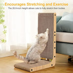 Cat Scratcher L Shape Large, 26.8 inch Cat Scratching Pad for Indoor Cats, Cardboard Cat Scratch Pad with Ball Toy