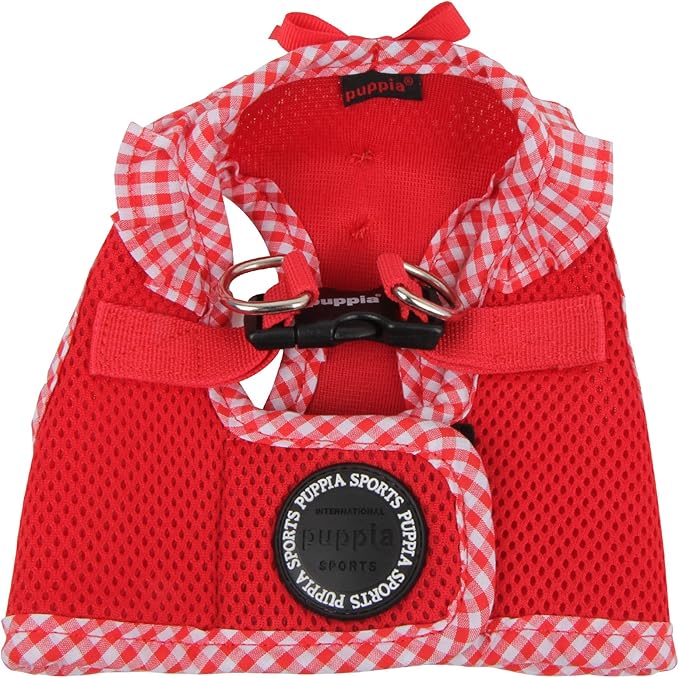 Puppia Vivien Vest Dog Harness Step-in All Season Mesh Cute No Pull No Choke Walking Training for Small Dog, Red, Large