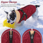 Queenmore Dog Jacket, Dog Coats for Large Dogs, Large Pet Coat with Harness Built in, Thick Fleece Snow Jacket for Extra Large Breeds, Waterproof Windproof Pet Apparel Cold Weather, Burgundy 3XL