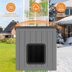 NUNU LAB Outdoor Cat House – Weatherproof & UV Resistant PP Material Shelter with Sloped Asphalt Roof, Durable Cat Condo for Garden, Patio, and Backyard (Black, Large)