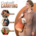 Plush Dog Purse Carrier for Small Dogs, Soft Dog Tote Bag with Safety Harness Clip, Cozy Pet Carrier for Dogs Under 15 lbs, Comfortable Dog Shoulder Carrier for Travel, Brown
