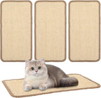 4 Pack Cat Scratcher Mat, 15.7x7.8 Inch Sisal Scratching Pad with Adhesive Tape, Horizontal Floor Protector for Furniture Sofa Wall - Khaki