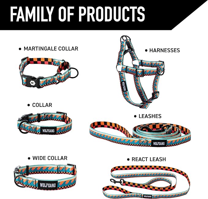 Wolfgang Heavy Duty, Adjustable Dog Collar with Quick Release Nylon Buckle for Walking & Training, BuenaOnda Print, Large