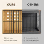 Extra Large Dog Crate Furniture, 47.2 Inches Wooden Dog Crates for Medium & Large, Decorative Kennel Indoor with Lockable Door, Heavy Duty Pet Crate Side Tbale for Living Room, Natural