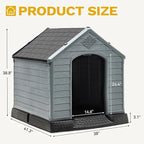 DWVO Plastic Dog House, Weatherproof Outdoor/Indoor Doghouse, Puppy Kennel with Air Vents and Elevated Floor