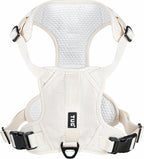 TUG Dog Harness with 2 Leash Connection Points | Adjustable, Padded, Lightweight | Handle on Back | No-Pull Front Clip (Medium, Cream)
