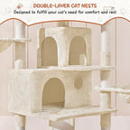 Topeakmart Cat Trees for Large Inoor Cats, 76.5'' Extra Big Cat Tower with 3 Cozy Perches, 3 Warm Condos, Scratching Posts for Cats Kitty