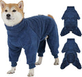 ROZKITCH Dog Full Body Winter Coat Cold Weather Jacket with Harness Opening, Pet Fleece Pajamas with Stretchy Legs & No-Zip Design Snug Fit for Small Breeds Blue M