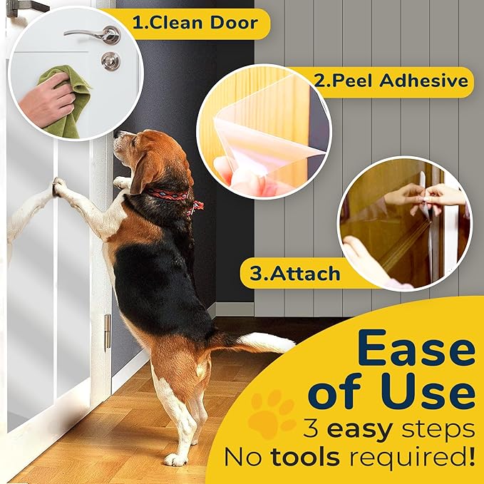 PROTECTO Cat & Dog Scratch Door Protector w/Utility Knife - 2Pack 60x8 Clear Wall Protector for Pet Scratching - Sticky and Self-Adhesive Deterrent Vinyl Surface - Easy Customization & Installation