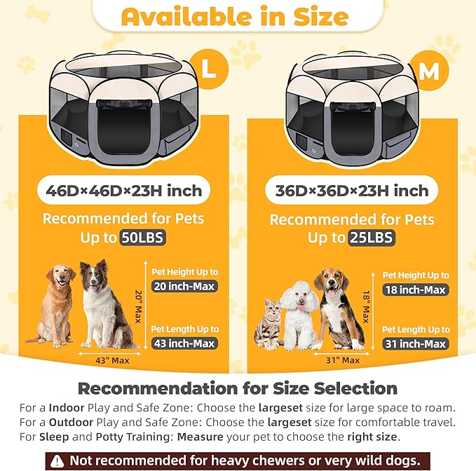 Dog Playpen 45", HOMAGICO Pet Playpen for Indoor Cats Enclosed, Portable Dog Cage Outdoor Tent Crate with Carrying Case, Water-Resistant and Removable Shade Cover, Grey