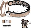 Mayerzon Prong Collar for Large Medium Dogs, Patented Reflective Pinch Collar with Metal Buckle, No Pull Adjustable Hidden Covered Dog Walking Training for Pitbull German Shepherd Doberman(Brown, L)