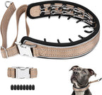 Mayerzon Prong Collar for Large Medium Dogs, Patented Reflective Pinch Collar with Metal Buckle, No Pull Adjustable Hidden Covered Dog Walking Training for Pitbull German Shepherd Doberman(Brown, L)