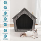 KAMABOKO Outdoor Cat House – Durable Pet Shelter with Ventilation for Indoor & Outdoor, Removable Roof, Easy to Clean, Comfortable Cozy Hideout for Cats(Gray)