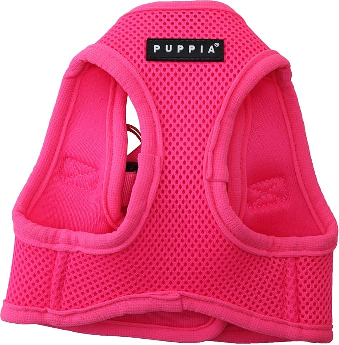 Puppia Neon Soft Vest Harness Step-in No Choke No Pull Walking Training for Small and Medium Dog, Pink, Large
