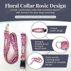 Lucky Love Dog - Adjustable Dog Collar with Easy Click Buckle for Large Ones, Durable, & Comfortable for Male & Female Dogs, Pet Collar for Puppies & Adult Dogs - Rosie, Large