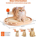 Cat Scratch Pad with Ball Track and Spring Toy, Wooden Cat Scratcher with Sisal Scratching Mat, Ball Track System and 3 Replacement Toy for Cats Scratching,Chasing and Playing (Nature Wood)