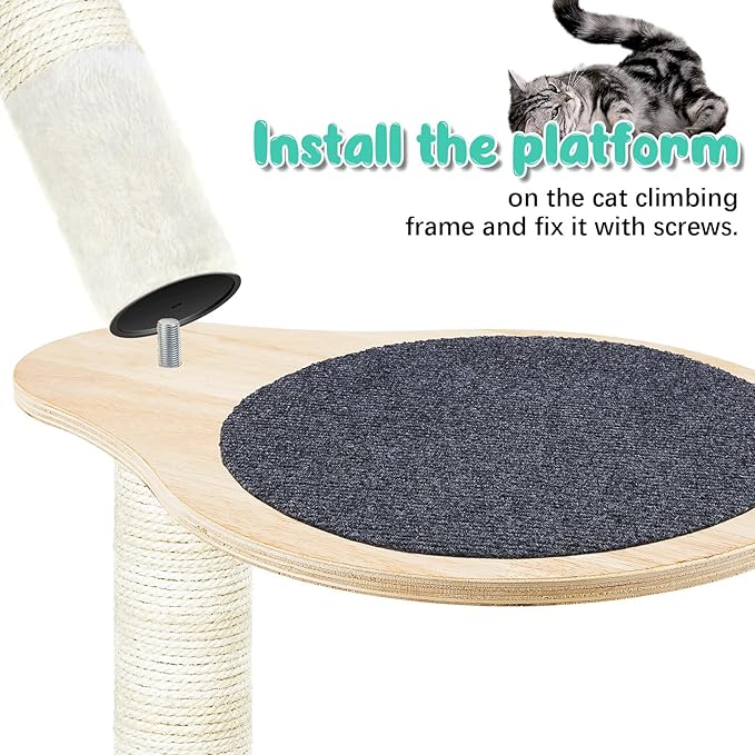 3 Pack 17.32" x 13.78" Cat Tree Attachments Accessories Tower Replacement Platform Soft Felt Blanket Wooden Perch Step Handwoven Hemp Rope Scratch for Floor to Ceiling DIY Indoor Cats Tower