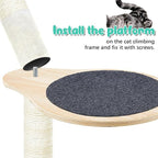 3 Pack 17.32" x 13.78" Cat Tree Attachments Accessories Tower Replacement Platform Soft Felt Blanket Wooden Perch Step Handwoven Hemp Rope Scratch for Floor to Ceiling DIY Indoor Cats Tower