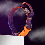 Tactical Dog Collar with Control Handle - Adjustable, Heavy Duty, Training and Walking for Medium and Large Breeds (Orange Violet, M: 18'' - 21'')