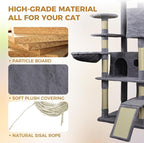 Dark Gray 84in Heavy Duty Cat Tree, Cat Tree Tower for Indoor Cats Large Adult, Extra Cat Tower with 12 Sisal Scratching Post, Large Top Platform, Hammock, Cat Condo for Kittens