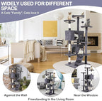 54 Inches Cat Tree for Indoor Cats, Multi-level Cat Tree Cat Tower with Sisal-covered Scratching Posts, Stable Cat Trees and Towers for Large Cats, Cat Trees with 2 Cat Condo and 3 Perches, Light Gray