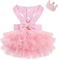 Dog Dress, Fashion Puppy Tutu Princess Dresses for Small Dogs Girl, Sweet Skirt with Dog Bowknot Clips, Spring Dog Cat Clothes Pet Apparel (Pink Dress Tutu, Medium)