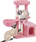 Yaheetech Cat Tree, 34in Cute Cat Tower for Indoor Cats, Multi-Level Pet Condo Furniture Activity Center Cat Bed w/Scratching Post&Dangling Ball&Platform for Kittens, Pink