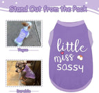 Paiaite Dog Clothes Fashionable Sleeveless Pet Vest: 'Little Miss Sassy' Printed Cotton Dog Shirt, Ideal for Small, Medium, and Large Breeds, Ensuring Comfort and Breathability Purple S