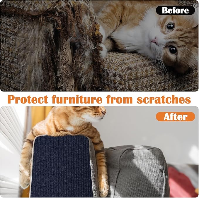Cat Scratch Furniture Protector - 78.7" x 17" Trimmable Self-Adhesive Cats Claws Scratch Pads, DIY Cat Climbing Couch Protector for Scratch Post Cat Tree Replacement Indoor (Dark Blue)