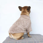 iChoue Pet Dog Winter Warm Sweater Clothes Turtleneck for English Bulldog Boston Terrier Corduroy Cold Weather Pullover Coat Shirt - Khaki/XLarge