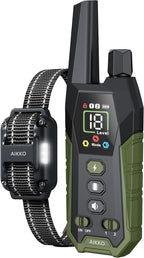 Aikko Dog Shock Collar with Remote - 3300FT Training Collar for Small Medium Large Dogs, IPX7 Waterproof Rechargeable eCollar with 3 Training Modes for No-Pull Stubborn Dogs (Green)