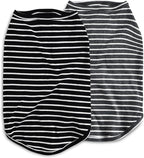 Koneseve Dog Shirt Vest Lightweight Stretchy Dog T-Shirts Soft Cool Shirts Sleeveless Stripe Vests Breathable Clothes for Puppy Kitty Cats Small Medium Large Dogs 2 Pack Black + Grey [ M/Medium ]