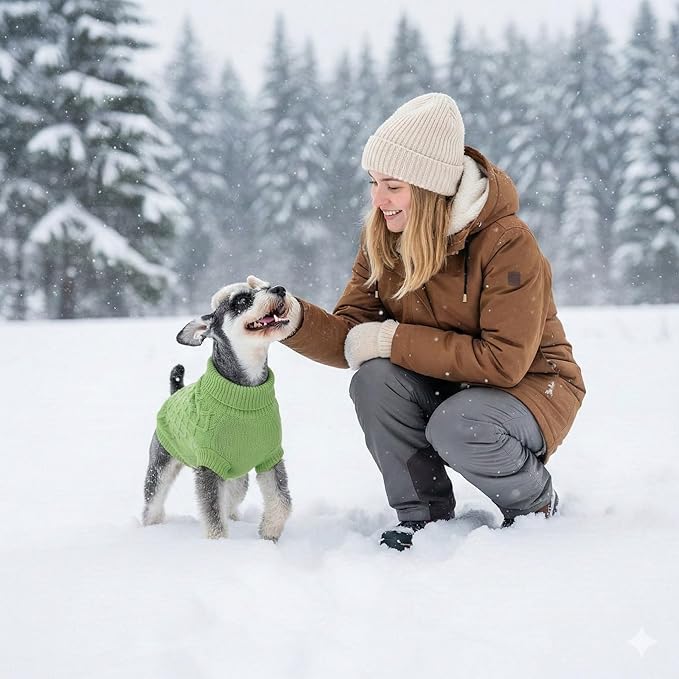 Dog Pullover Sweater, Cold Weather Cable Knitwear, Warm Clothes for Chihuahua, Bulldog, Dachshund, Pug, Yorkie,Dog Outfits for Small Dogs Medium Dogs (Green XS)…