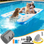 96" x 60" Inflatable Floating Dock & Dog Boat Ramp Heavy Duty, Upgraded 700 LBS Load Capacity, 8in Thickened Pool Ramp, Non-Slip & Puncture-Resistant Surface, for Pools, Lakes, Beaches