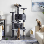 Topeakmart 61in Cat Tree for Indoor Cats, Cat Tower with Scratching Posts Spacious Perch & Platform for Kittens, Dark Gray
