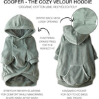 Cooper II Organic Cotton Velour Dog Hoodie Pet Coat for Small, Medium and Large Dogs, Sage, X-Small (5-12 lbs)