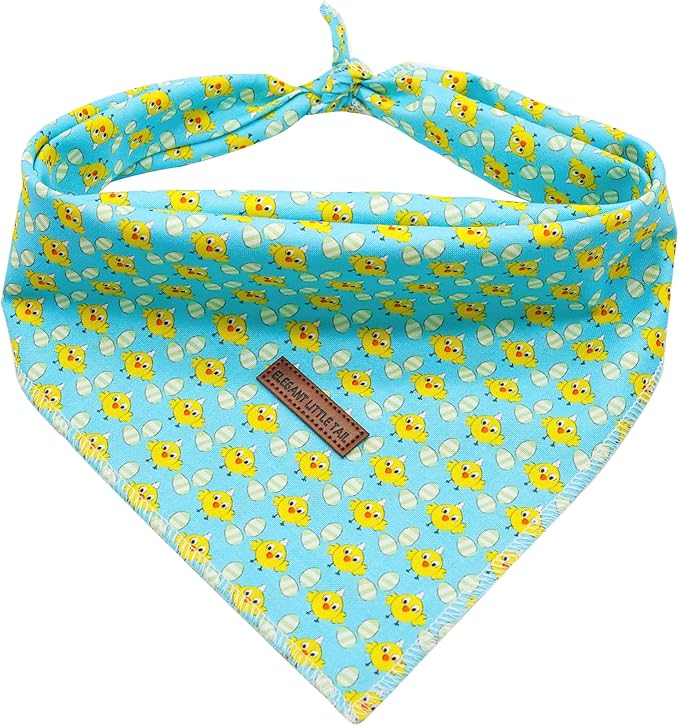 Elegant little tail Easter Dog Bandana, Chicken Eggs 1PC Washable Dog Scarf Female or Male Square Bib Kerchief Scarf Adjustable Pet Bandana for Medium Large Dogs