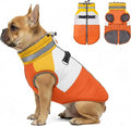 azuza Dog Jacket for Small Dogs Waterproof Dog Coat with Reflective Strips and Harness Built in Warm Fleece Dogs Winter Coat Windproof with Back Zipper, Orange L