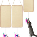 2 Pack Cat Door Toy 7.87"x19.69" Sisal Door Cat Scratching Mat with a Mouse Play Toys Double Use Hanging Scratcher Wall Floor Mount Kitty Scratching Pad for Indoor Kitten with Hemp Rope