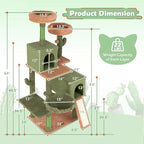 PETSITE 63 inch Cactus Cat Tree Tower, Multi-Level Cat Tower with Sisal Scratching Posts, Sisal Ladder, Hanging Balls, Cat Condos and Side Basket Bed, Cute Cat Tree for Indoor Cats