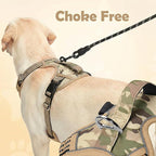 Funfox Dog Harness No Pull, Adjustable Pet Vest Harness, Super Soft Material with Vertical Handle Easy Control, Reflective Night Walking, 2 Leash Clips for Medium Sized Dogs, Camo Brown, M