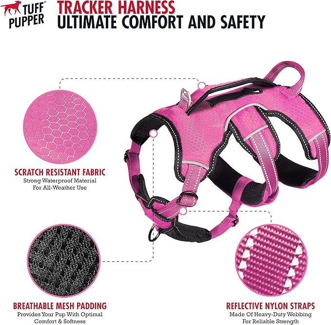 Tuff Pupper Escape Proof No Escape Dog Harness | 5 Point Adjustable Fit Harness for Dogs | Padded Dog Harnesses | Handle Dog Lift Harnesses