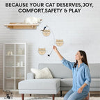 Snuggle & Play Cat Wall Shelves & Climbing System – Modern Furniture Set with 3 Steps & Perch for Indoor Cats, Includes Wand Toy